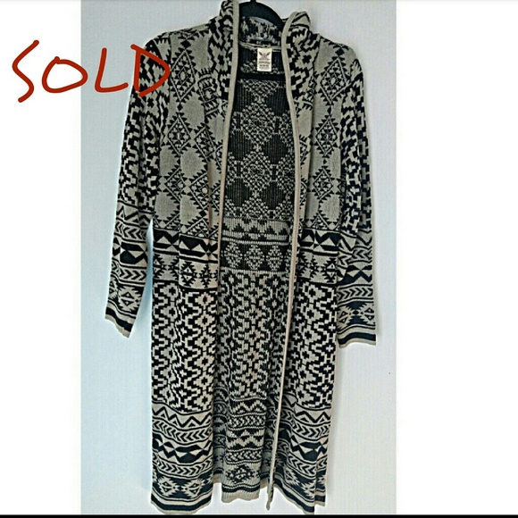 Faded Glory Sweaters - NWOT Black and Cream Long line Hooded Cardigan